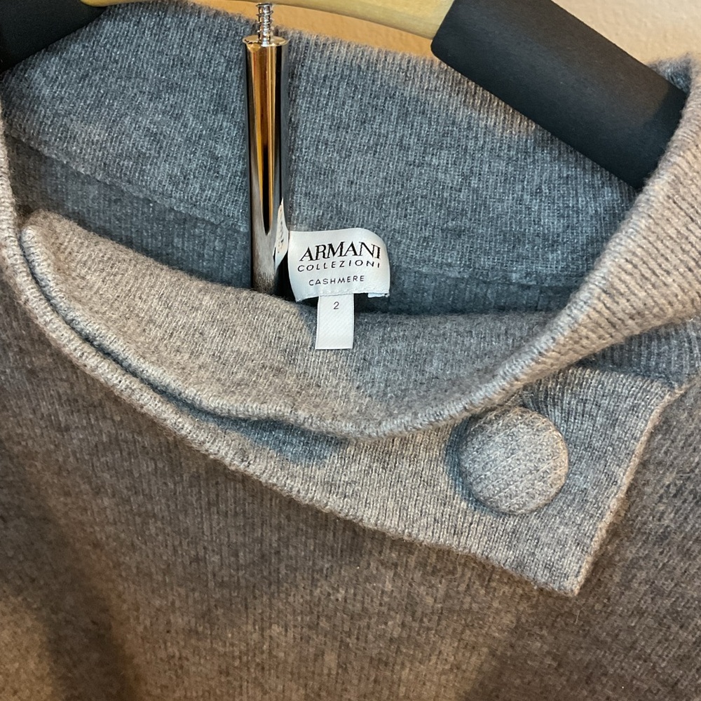 Armani Collezioni Gray Cashmere Turtleneck Sweater